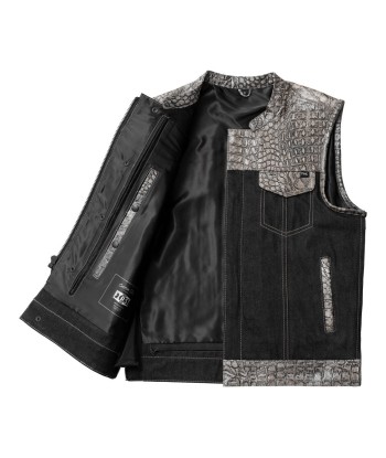 Placid - Men's Leather/Denim Motorcycle Vest - Limited Edition offre 