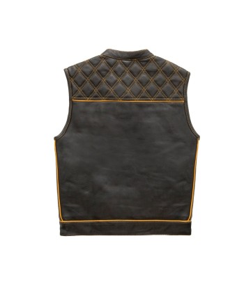 Finish Line - Gold Checker - Men's Motorcycle Leather Vest 50-70% off 