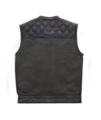 Finish Line - Blue Checker - Men's Motorcycle Leather Vest les muscles