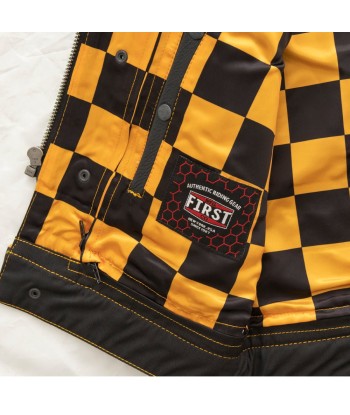 Finish Line - Gold Checker - Men's Motorcycle Leather Vest 50-70% off 