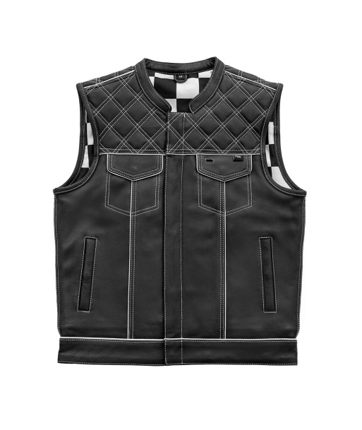 Finish Line - White Checker - Men's Motorcycle Leather Vest prix pour 