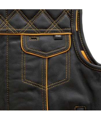 Finish Line - Gold Checker - Men's Motorcycle Leather Vest 50-70% off 