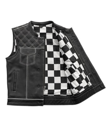 Finish Line - White Checker - Men's Motorcycle Leather Vest prix pour 