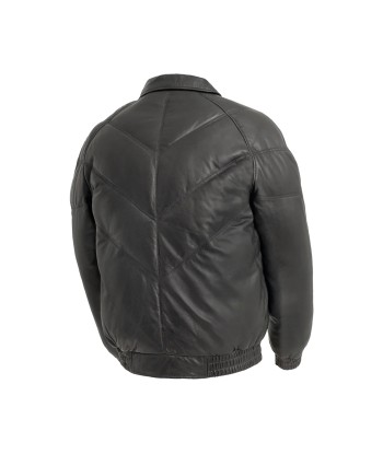 Ezra Mens Puffer Leather Jacket la colonne vertébrale