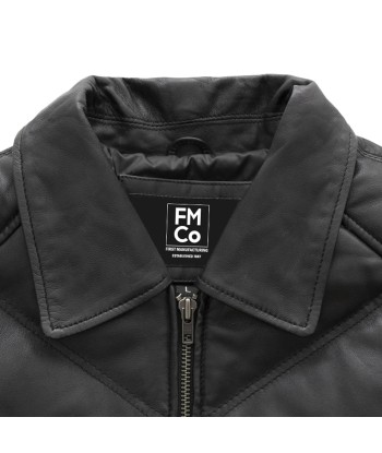 Ezra Mens Puffer Leather Jacket la colonne vertébrale