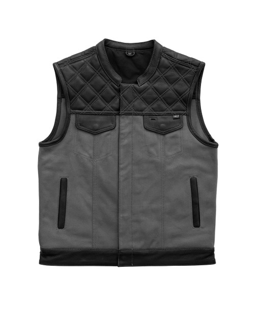 Hunt Club Motorcycle Leather Canvas Vest Grey acheter en ligne