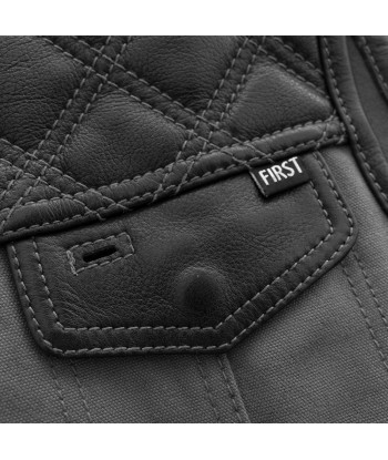 Hunt Club Motorcycle Leather Canvas Vest Grey acheter en ligne