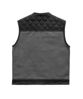 Hunt Club Motorcycle Leather Canvas Vest Grey acheter en ligne