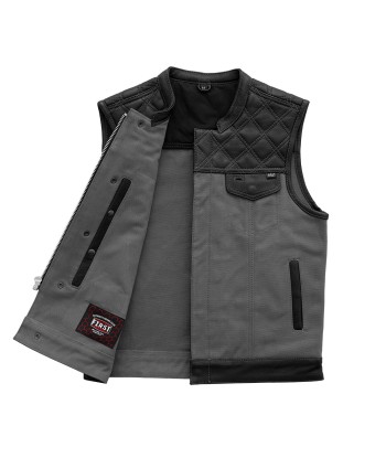 Hunt Club Motorcycle Leather Canvas Vest Grey acheter en ligne