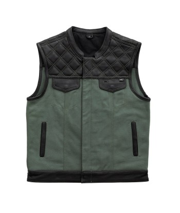 Hunt Club Motorcycle Leather Canvas Vest Green Vous souhaitez 