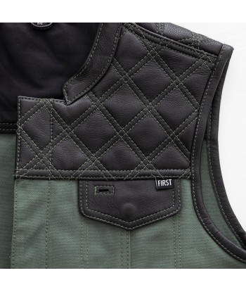 Hunt Club Motorcycle Leather Canvas Vest Green Vous souhaitez 