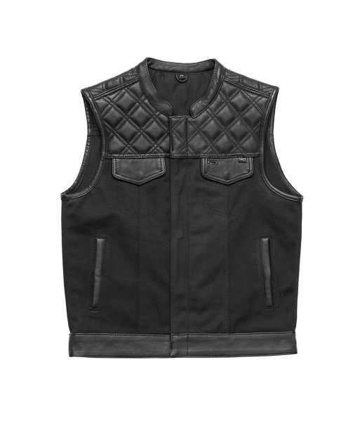 Hunt Club Motorcycle Leather Canvas Vest Black Les magasins à Paris et en Île-de-France