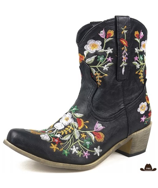 Bottines Western Fleurs Brodées Profitez des Offres !