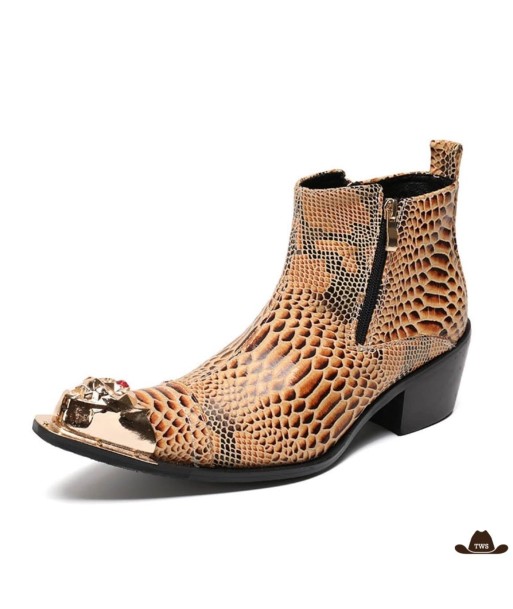 Bottines Western Python brillant des détails fins