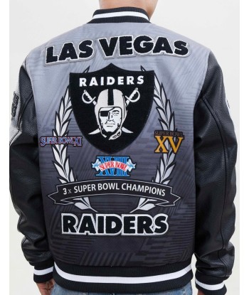 Pro Standard Las Vegas Raiders Super Bowl Champions Varsity Jacket brillant des détails fins