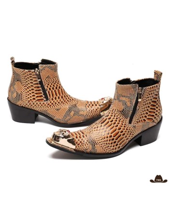 Bottines Western Python brillant des détails fins