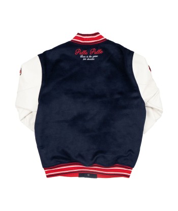 Pelle Pelle World Famous Wool and Leather Varsity Jacket - Navy hantent personnes