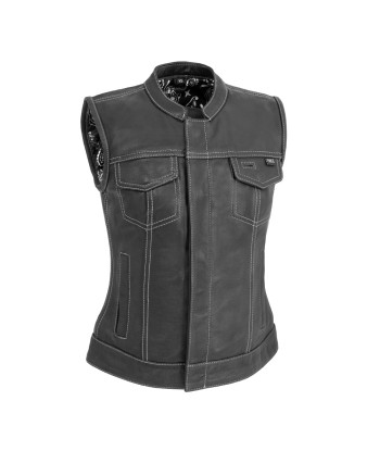 Jessica Women's Motorcycle Leather Vest - White - Limited Edition livraison gratuite