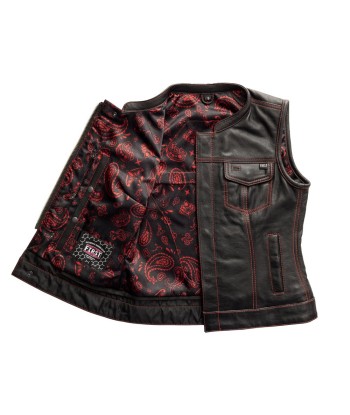 Jessica Women's Motorcycle Leather Vest - Black/Red - Limited Edition Economisez 