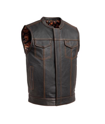 The Cut Men's Motorcycle Leather Vest, Multiple Color Options pour bénéficier 