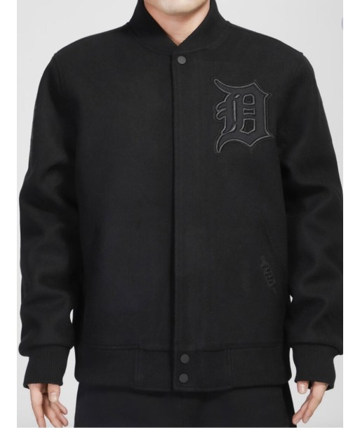 Pro Standard Detroit Tigers All Wool Varsity Jacket - Black on Black acheter