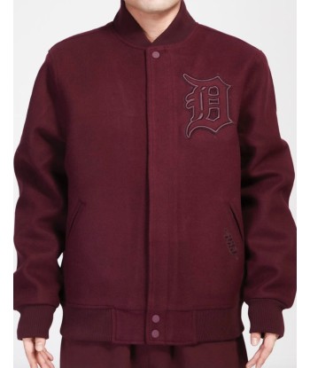 Pro Standard Detroit Tigers All Wool Varsity Jacket - Burgundy on Burgundy rembourrage situé sous