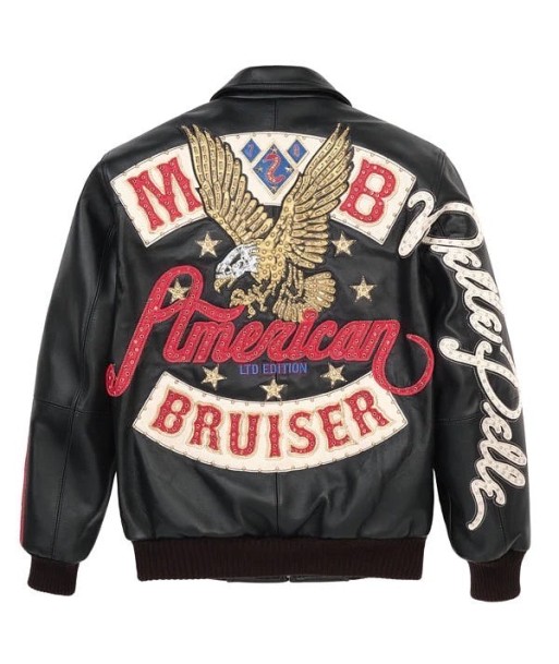 Pelle Pelle Bruiser Leather Varsity Jacket - Black pas cheres