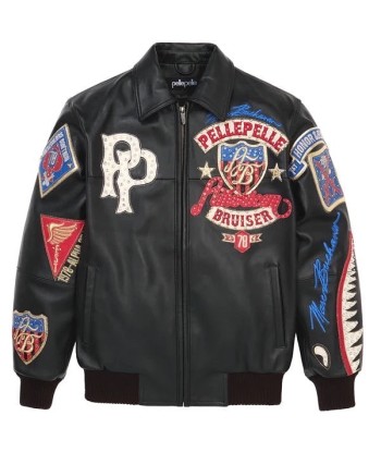 Pelle Pelle Bruiser Leather Varsity Jacket - Black pas cheres