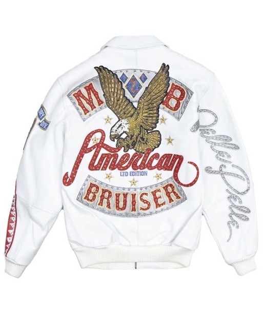 Pelle Pelle Bruiser Leather Varsity Jacket - White Par le système avancé 