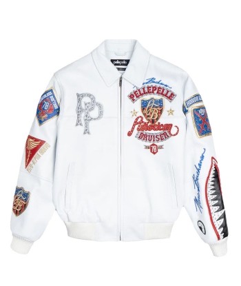 Pelle Pelle Bruiser Leather Varsity Jacket - White Par le système avancé 