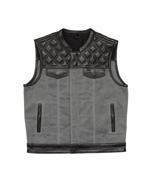 Waxed Hunt Club - Men's Motorcycle Vest (Limited Edition) Grey hantent personnes