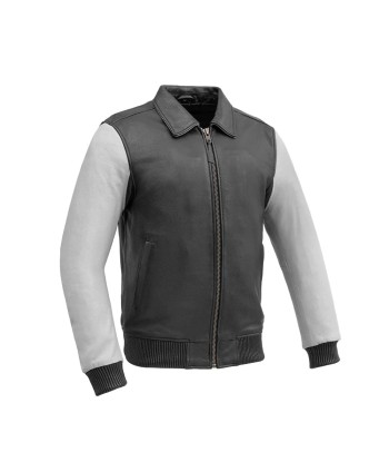 Moto Bomber Two Tone Men's Leather Jacket français