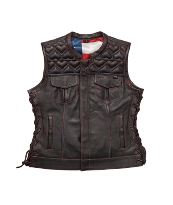 Rosie Women’s Motorcycle Leather Vest pas cher 