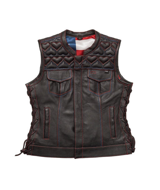 Rosie Women’s Motorcycle Leather Vest pas cher 