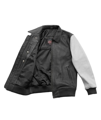 Moto Bomber Two Tone Men's Leather Jacket français