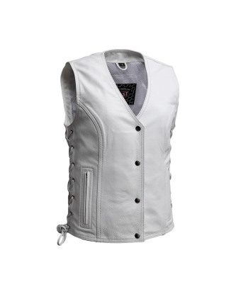 Beryl - Women's Motorcycle Leather Vest - White 50% de réduction en Octobre 2024