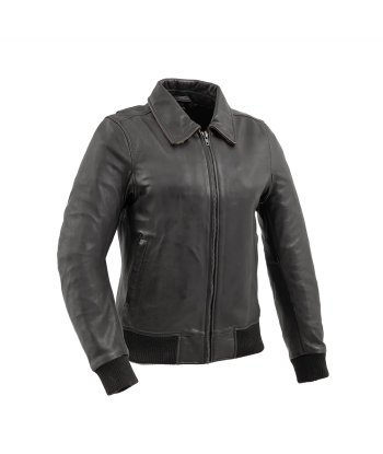 Nancy - Women's Moto Bomber Leather Jacket destockage