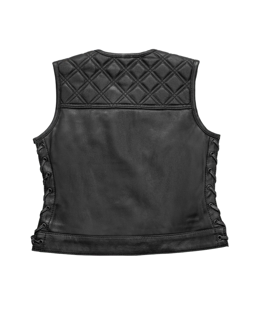 Bonnie - Women's Motorcycle Leather Vest - Diamond Quilt 2024