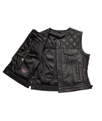 Bonnie - Women's Motorcycle Leather Vest - Diamond Quilt 2024