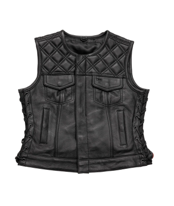 Bonnie - Women's Motorcycle Leather Vest - Diamond Quilt 2024