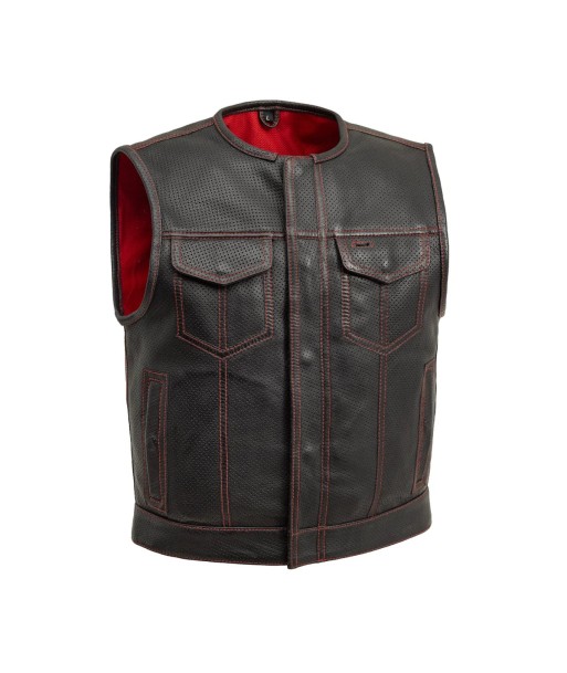 Lowside Men's Perforated Motorcycle Leather Vest paiement sécurisé