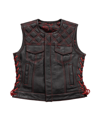 Bonnie - Women's Motorcycle Leather Vest - Diamond Quilt 2024