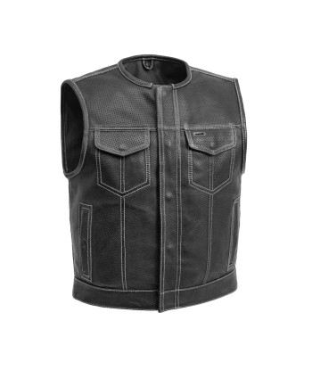 Lowside Men's Perforated Motorcycle Leather Vest paiement sécurisé