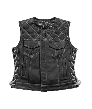 Bonnie - Women's Motorcycle Leather Vest - Diamond Quilt 2024