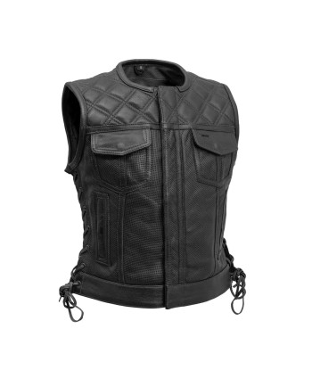 Bonnie Perforated Women's Motorcycle Leather Vest la colonne vertébrale