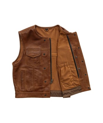 Lowside Men's Perforated Motorcycle Leather Vest paiement sécurisé