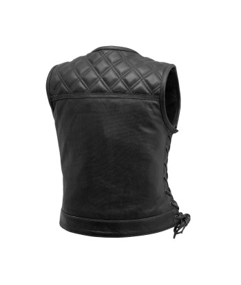 Bonnie Perforated Women's Motorcycle Leather Vest la colonne vertébrale