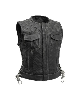 Bonnie Perforated Women's Motorcycle Leather Vest la colonne vertébrale