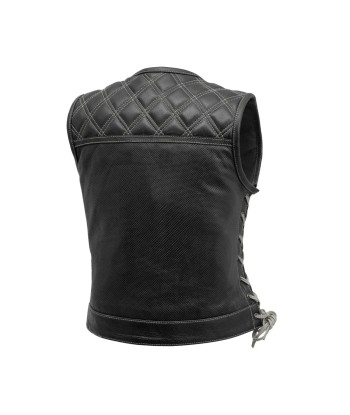 Bonnie Perforated Women's Motorcycle Leather Vest la colonne vertébrale