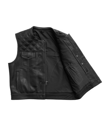 Upside Perforated Men's Club Style Leather Vest 2024